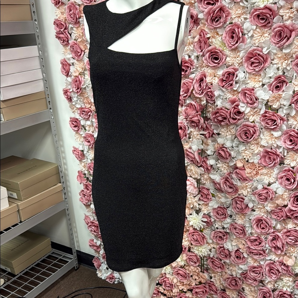 BCBGeneration Bodycon Elegant Black One Shoulder Dress SPL